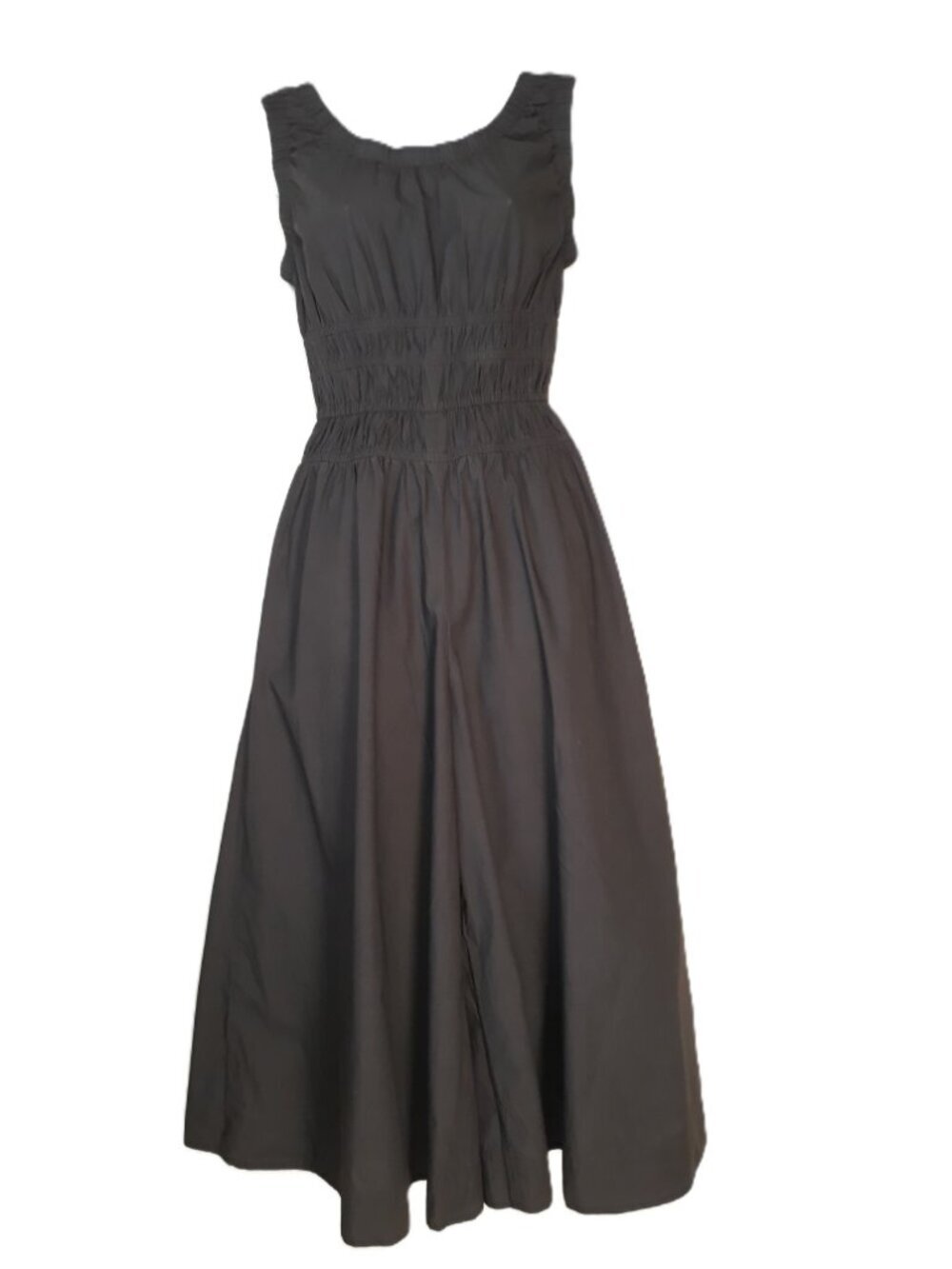 COS Brown Shirred Cotton Wide Leg Jumpsuit Sleeveless Sz 2 Minimalist Chic - Picture 6 of 13